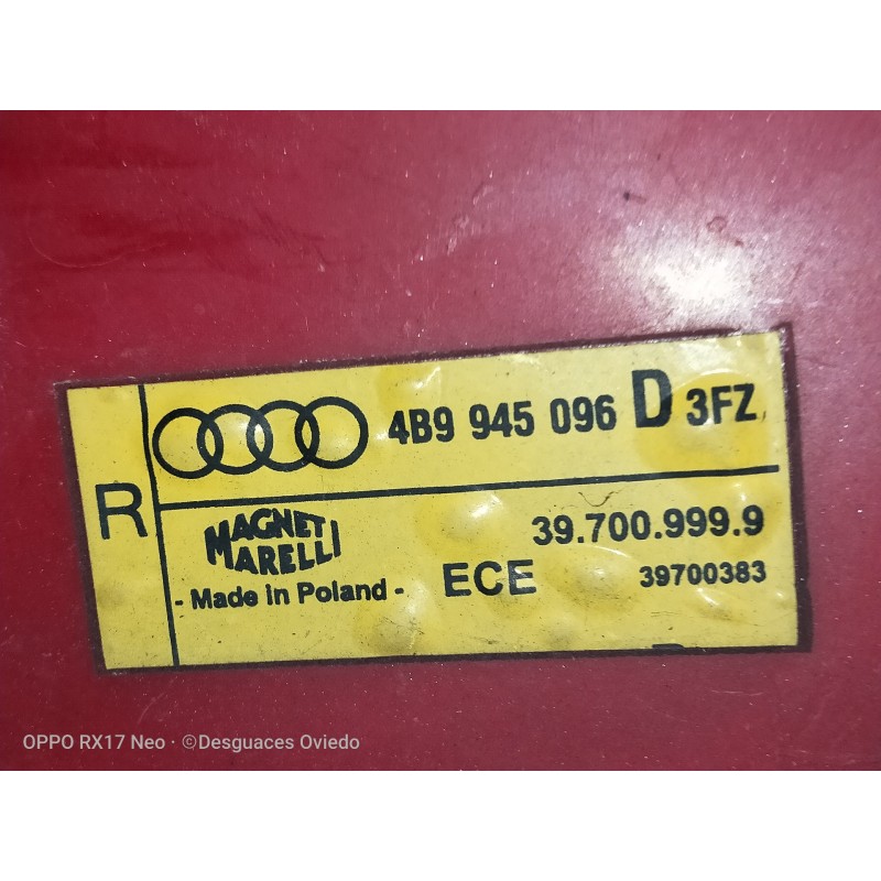 Recambio de piloto trasero derecho para audi allroad quattro (4b5) 2.5 tdi (132kw) referencia OEM IAM 4B9945096D3FZ 397009999 39