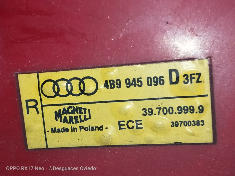Recambio de piloto trasero derecho para audi allroad quattro (4b5) 2.5 tdi (132kw) referencia OEM IAM 4B9945096D3FZ 397009999 39