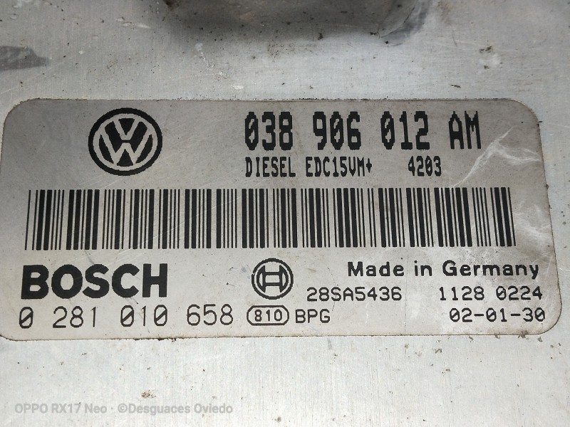 Recambio de centralita motor uce para volkswagen polo (9n1) conceptline referencia OEM IAM 038906012AM 0281010658 28SA5436