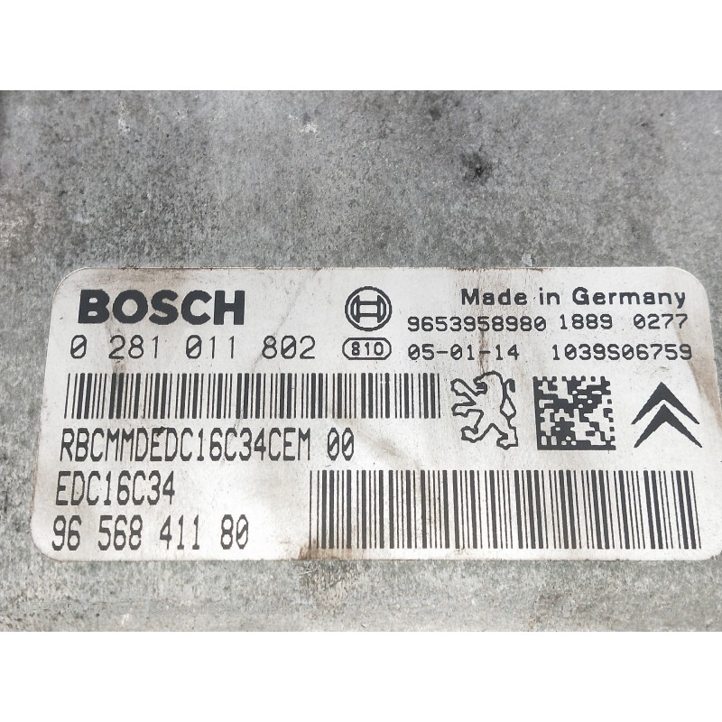 Recambio de centralita motor uce para citroen xsara picasso 1.6 hdi 110 exclusive referencia OEM IAM 9656841180 0281011802 EDC16