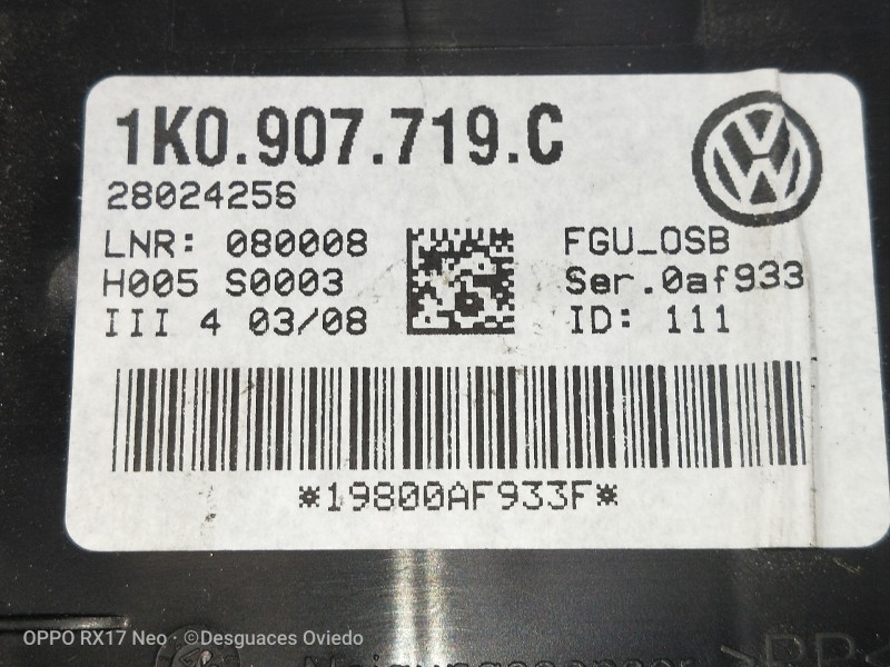 Recambio de modulo electronico para audi s3 (8p) 2.0 tfsi referencia OEM IAM 1K0907719C 28024256 19800AF933F