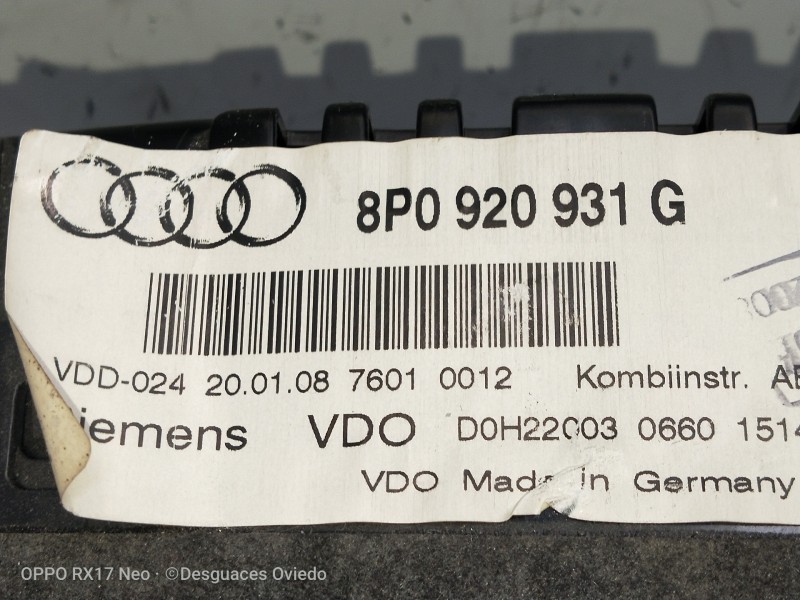 Recambio de cuadro instrumentos para audi s3 (8p) 2.0 tfsi referencia OEM IAM 8P0920931G  