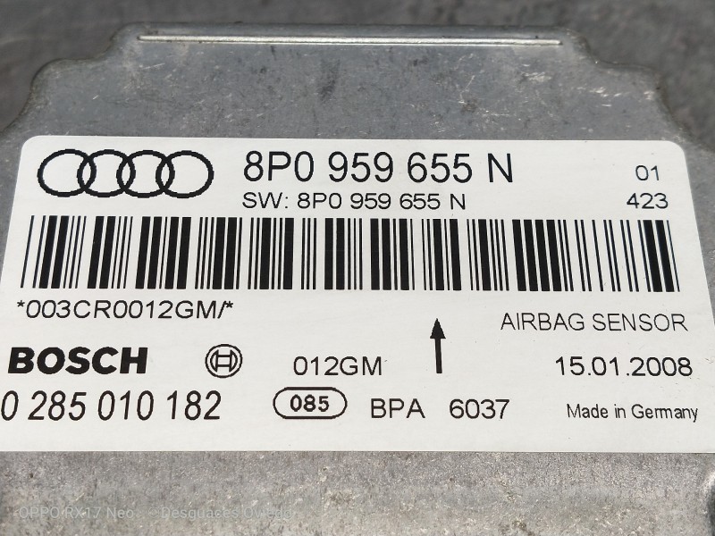 Recambio de centralita airbag para audi s3 (8p) 2.0 tfsi referencia OEM IAM 8P0959655N 0285010182 