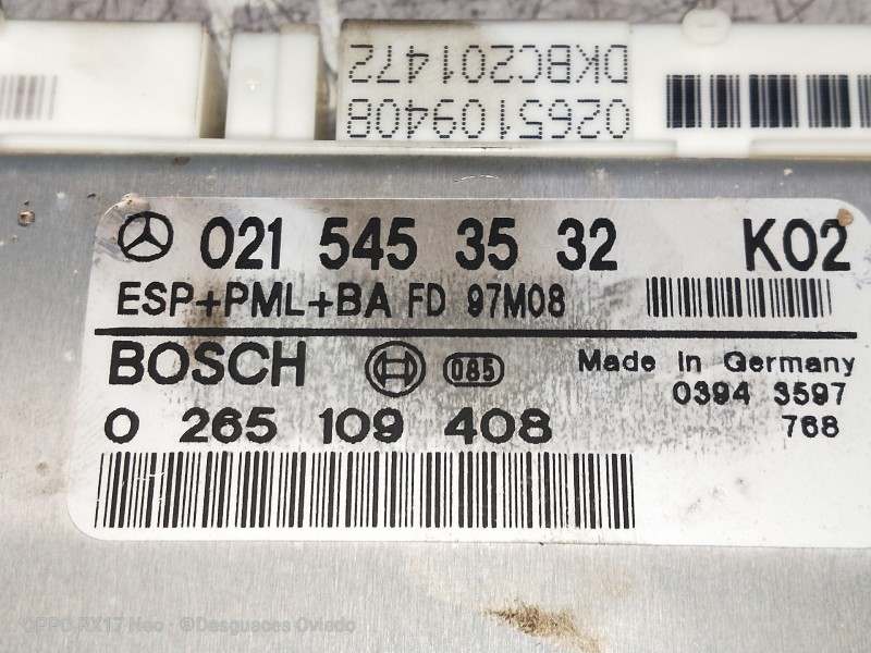 Recambio de centralita abs para mercedes clase e (w210) berlina 280 (210.063) referencia OEM IAM 0215453532 0265109408 