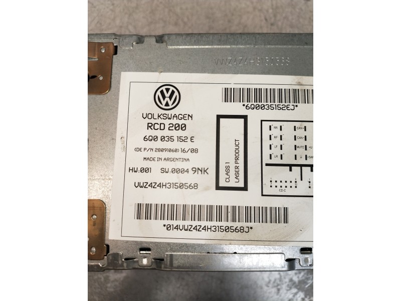 Recambio de sistema audio / radio cd para volkswagen polo (9n3) advance referencia OEM IAM 6Q0035152E  