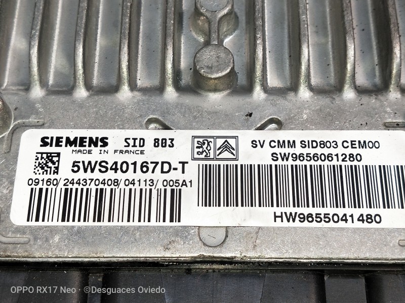 Recambio de centralita motor uce para peugeot 407 2.0 16v hdi fap cat (rhr / dw10bted4) referencia OEM IAM 5WS40167DT SW96560612