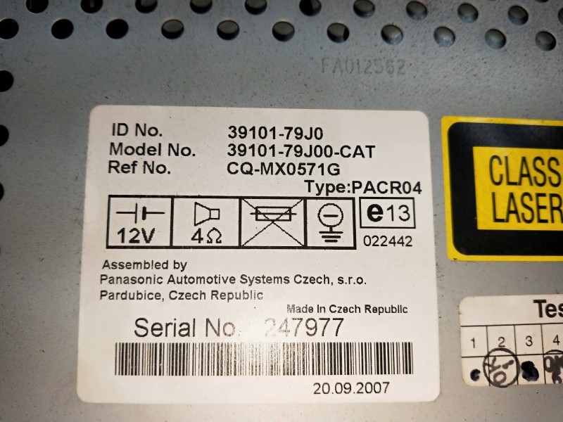 Recambio de sistema audio / radio cd para suzuki sx4 rw (ey) glx referencia OEM IAM 3910179J00CAT  