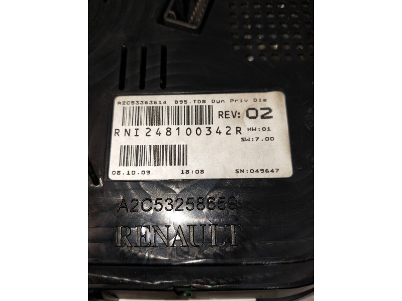 Recambio de cuadro instrumentos para renault megane iii sport tourer dynamique referencia OEM IAM A2C53363614 248100342R 