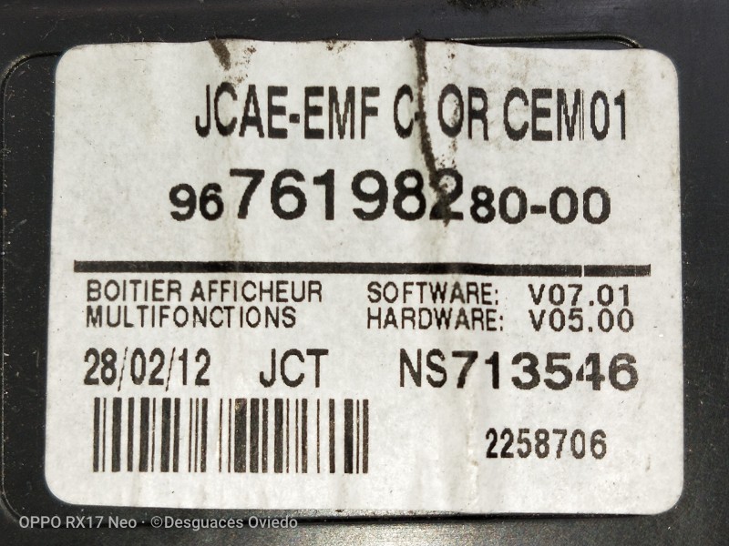 Recambio de pantalla multifuncion para citroen c4 lim. collection referencia OEM IAM 967619828000 NS713546 2258706