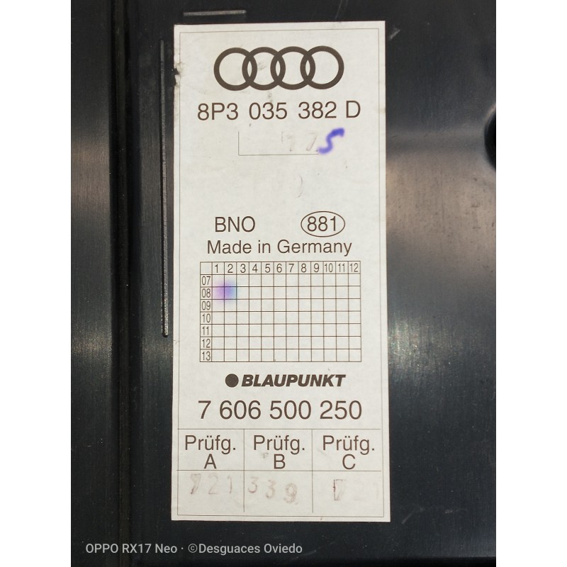 Recambio de sistema audio / radio cd para audi s3 (8p) 2.0 tfsi referencia OEM IAM 8P3035382D 7606500250 ALTAVOZ/SUBWOOFER