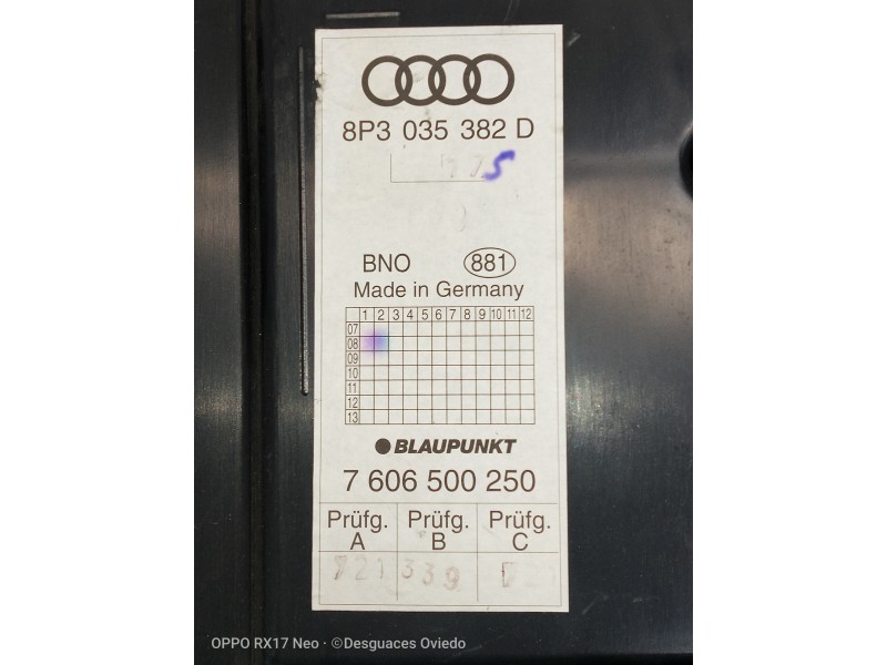 Recambio de sistema audio / radio cd para audi s3 (8p) 2.0 tfsi referencia OEM IAM 8P3035382D 7606500250 ALTAVOZ/SUBWOOFER