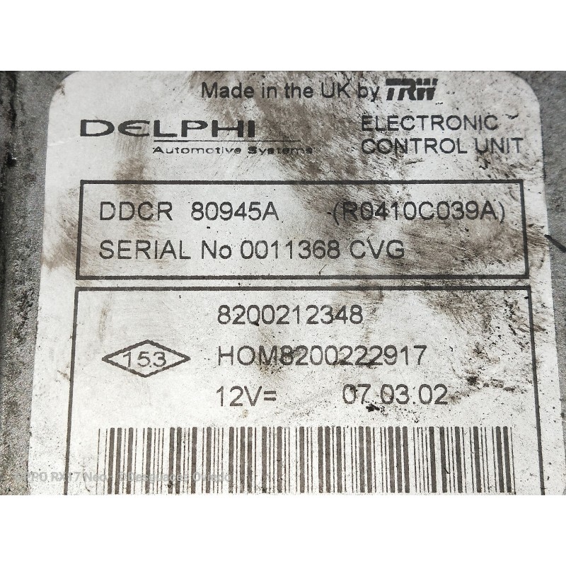 Recambio de centralita motor uce para renault clio ii fase ii (b/cb0) authentique referencia OEM IAM 820021348 HOM8200222917 