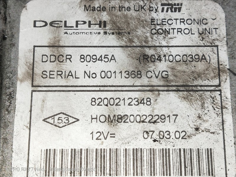 Recambio de centralita motor uce para renault clio ii fase ii (b/cb0) authentique referencia OEM IAM 820021348 HOM8200222917 