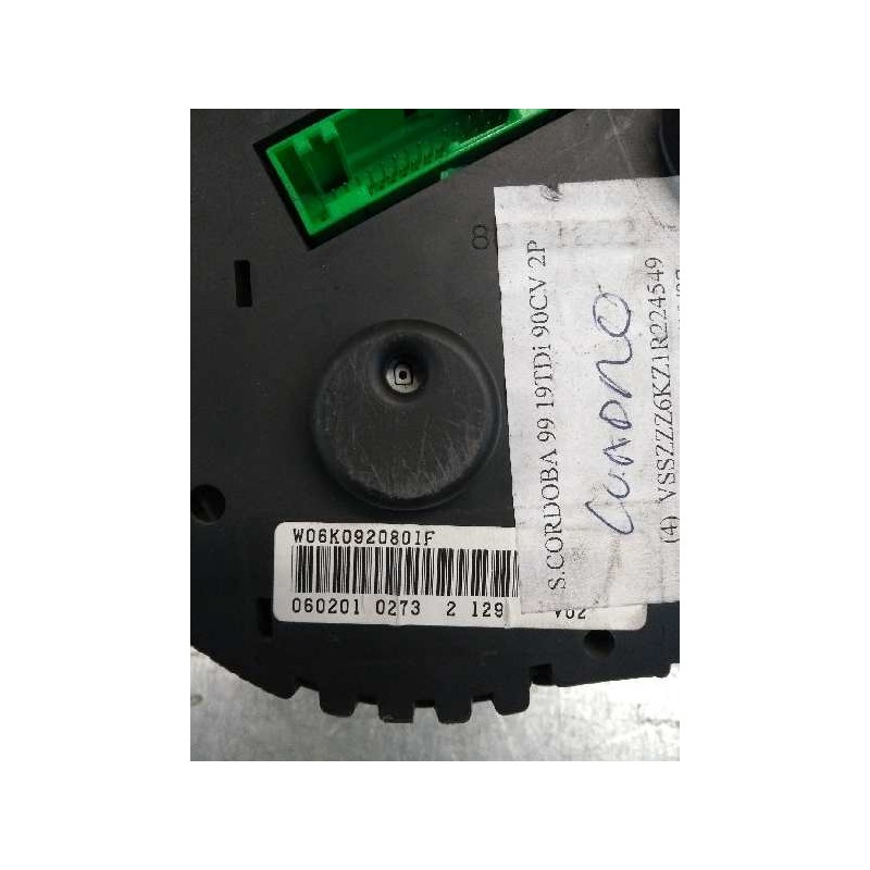 Recambio de cuadro instrumentos para seat cordoba berlina (6k2) 1.9 tdi referencia OEM IAM 110008924029 W06K0920801F 
