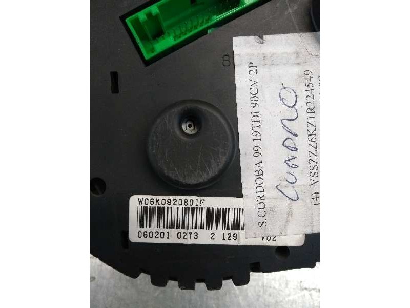 Recambio de cuadro instrumentos para seat cordoba berlina (6k2) 1.9 tdi referencia OEM IAM 110008924029 W06K0920801F 