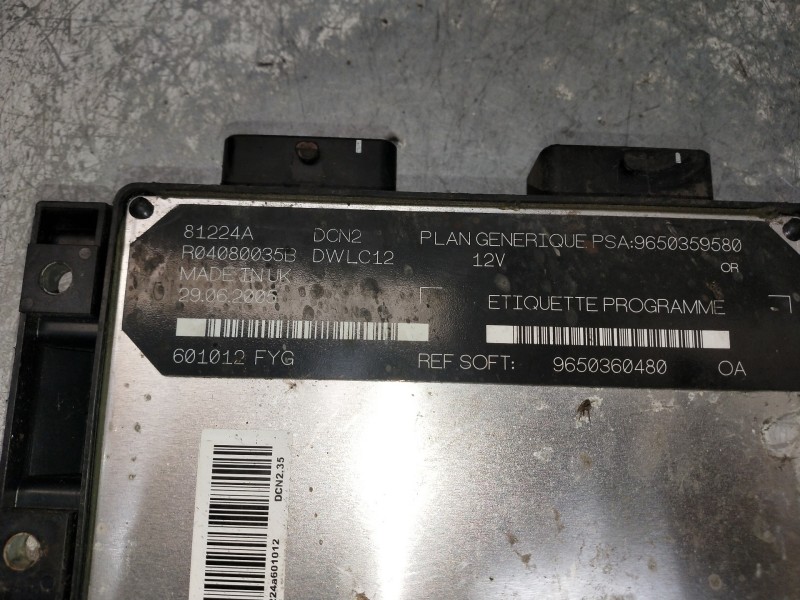 Recambio de centralita motor uce para citroen berlingo 1.9 d 600 furg. referencia OEM IAM 9650360480  