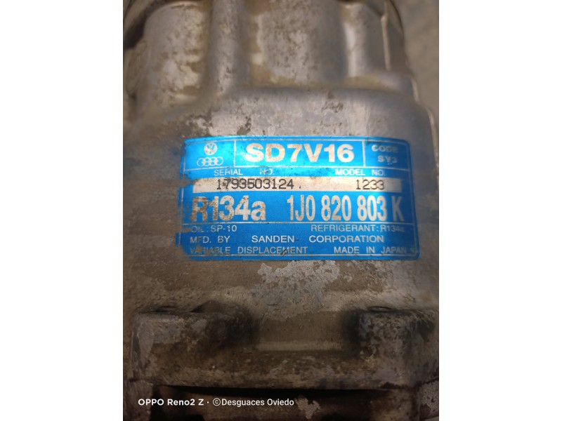 Recambio de compresor aire acondicionado para seat toledo (1m2) select referencia OEM IAM 1J0820803K 1793503124 SD7V16