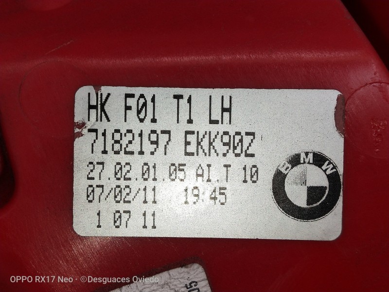 Recambio de piloto trasero izquierdo para bmw serie 7 (f01/f02) 740d xdrive referencia OEM IAM 7182197EKK90Z  