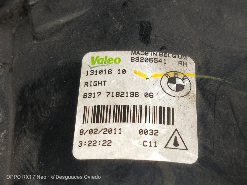 Recambio de faro antiniebla derecho para bmw serie 7 (f01/f02) 740d xdrive referencia OEM IAM 89206541 13101610 6317718219606