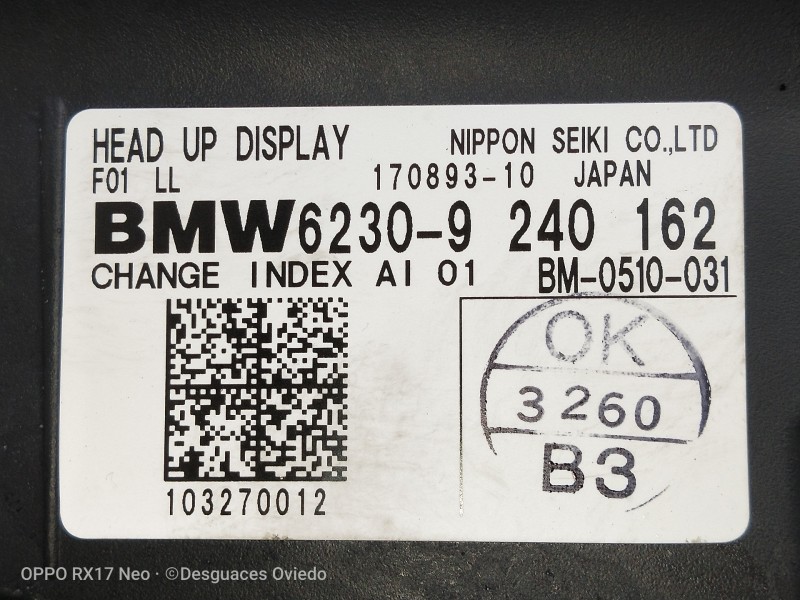 Recambio de pantalla multifuncion para bmw serie 7 (f01/f02) 740d xdrive referencia OEM IAM 9240162 BM0510031 