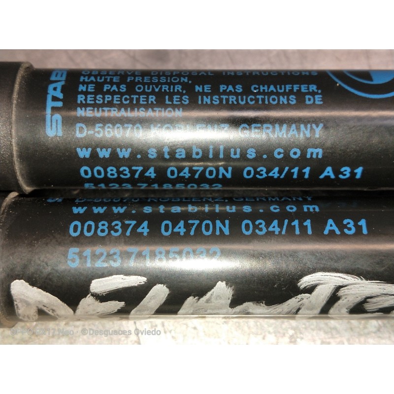 Recambio de amortiguadores capo para bmw serie 7 (f01/f02) 740d xdrive referencia OEM IAM 51237185032 008374 0470N