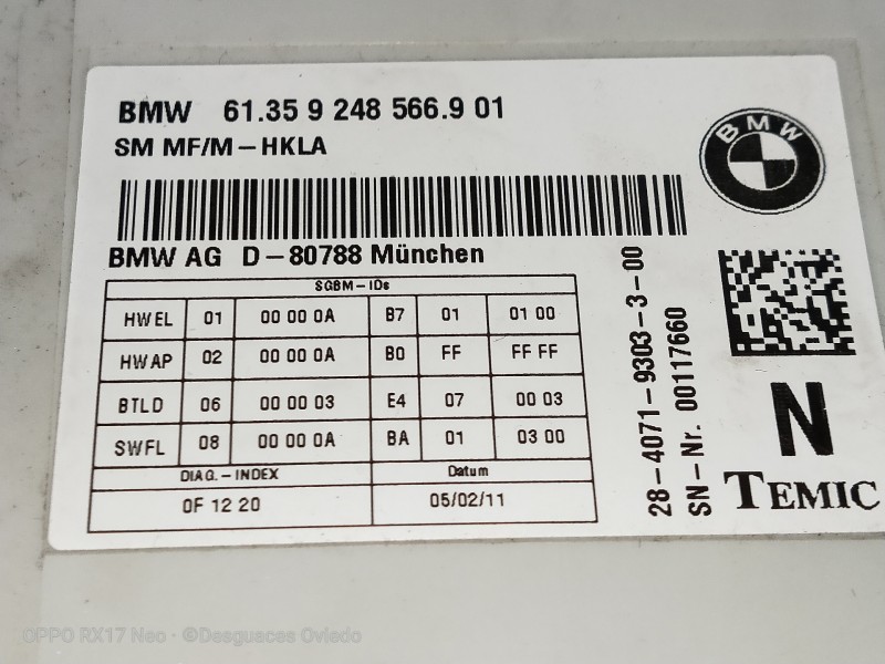 Recambio de modulo electronico para bmw serie 7 (f01/f02) 740d xdrive referencia OEM IAM 9248566901 80788 
