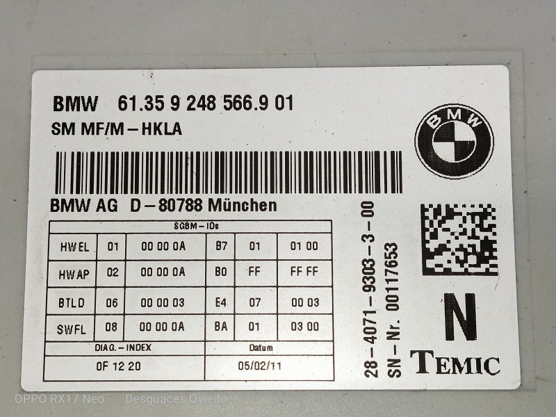 Recambio de modulo electronico para bmw serie 7 (f01/f02) 740d xdrive referencia OEM IAM 9248566901 2840719303300 00117653