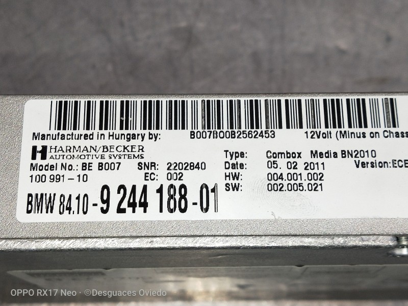 Recambio de modulo electronico para bmw serie 7 (f01/f02) 740d xdrive referencia OEM IAM 924418801 2202840 B007B00B2562453