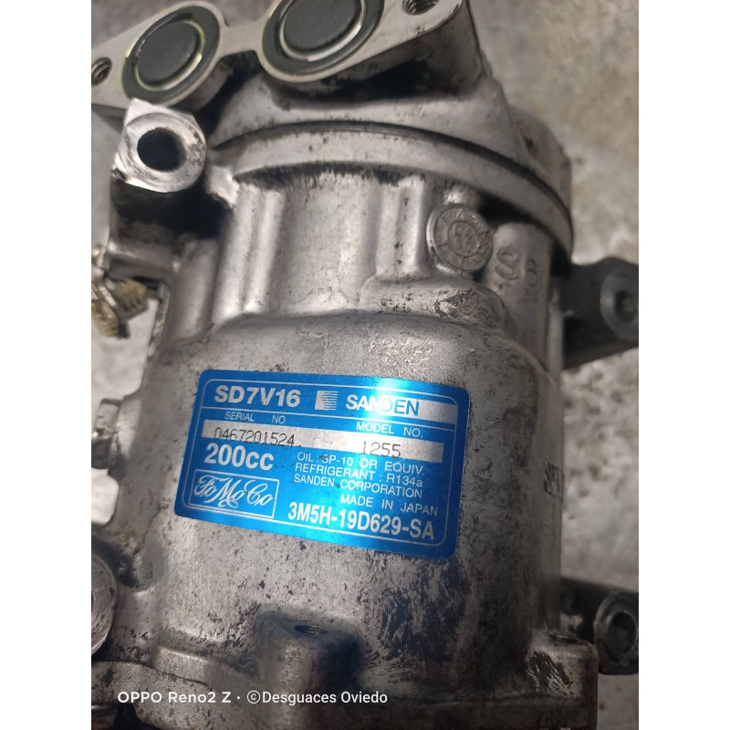 Recambio de compresor aire acondicionado para ford focus berlina (cap) trend referencia OEM IAM 3M5H19D629SA SD7V16 SANDEN