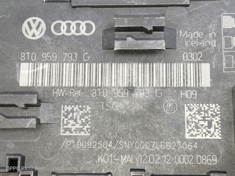 Recambio de modulo electronico para audi a5 sportback (8t) 3.0 tdi (150kw) referencia OEM IAM 8T0959793G P10092504 