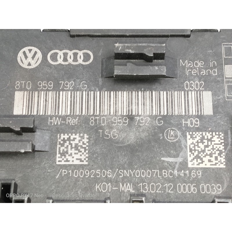 Recambio de modulo electronico para audi a5 sportback (8t) 3.0 tdi (150kw) referencia OEM IAM 8T0959792G P10092505 