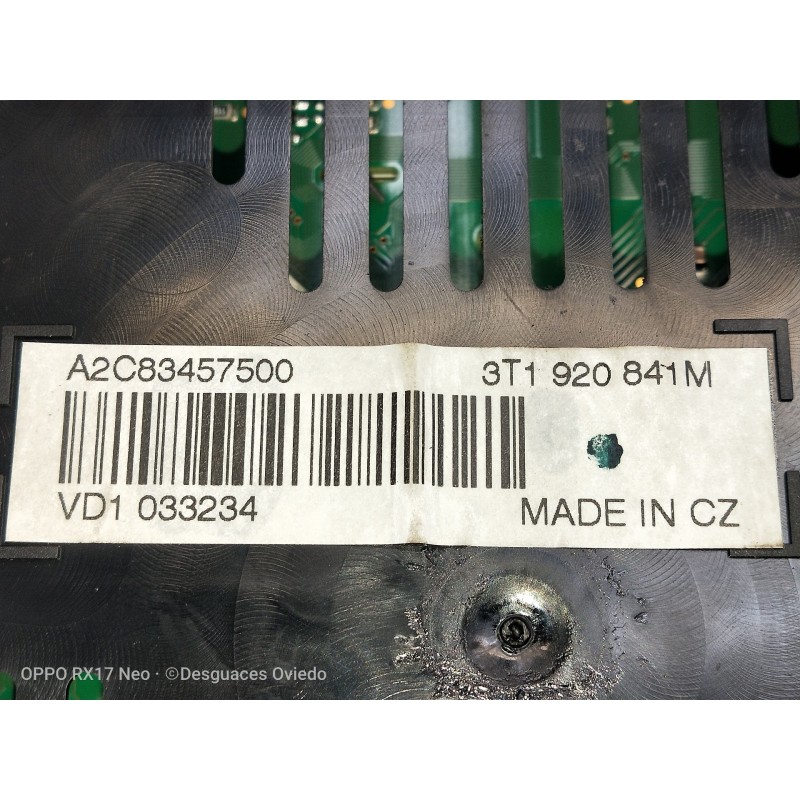 Recambio de cuadro instrumentos para skoda superb combi (3t5) 2.0 tdi dpf referencia OEM IAM 3T1920841M A2C83457500 VD1033234