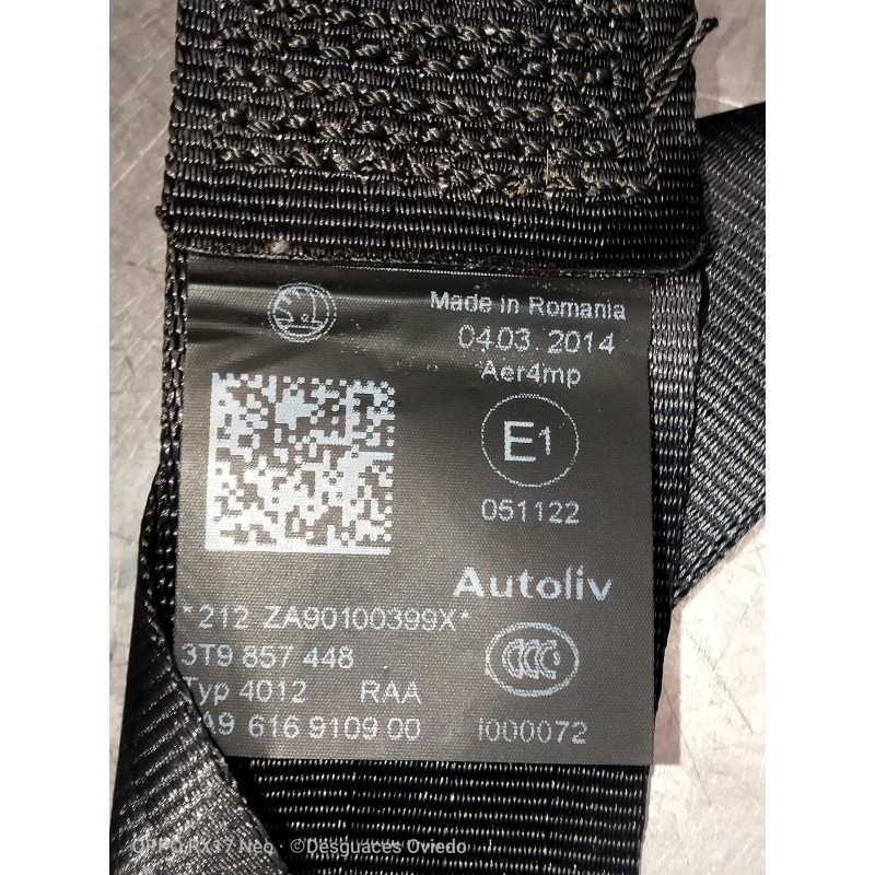 Recambio de juego cinturones trasero para skoda superb combi (3t5) 2.0 tdi dpf referencia OEM IAM 3T9857448 051122 5P
