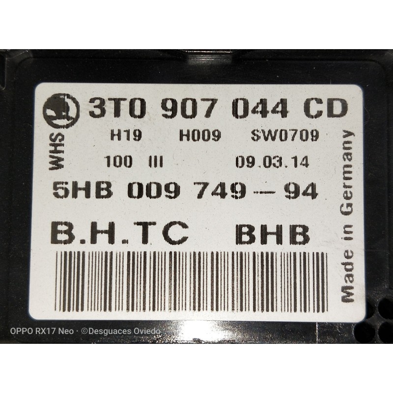 Recambio de mando calefaccion / aire acondicionado para skoda superb combi (3t5) 2.0 tdi dpf referencia OEM IAM 3T0907044CD 5HB0