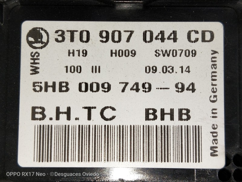 Recambio de mando calefaccion / aire acondicionado para skoda superb combi (3t5) 2.0 tdi dpf referencia OEM IAM 3T0907044CD 5HB0