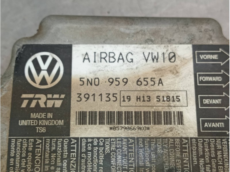 Recambio de centralita airbag para seat leon (1p1) 1.9 tdi referencia OEM IAM 5N0959655A 391135 