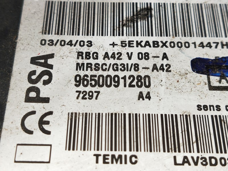 Recambio de centralita airbag para citroen c3 pluriel 1.6 16v sensodrive referencia OEM IAM 9650091280  