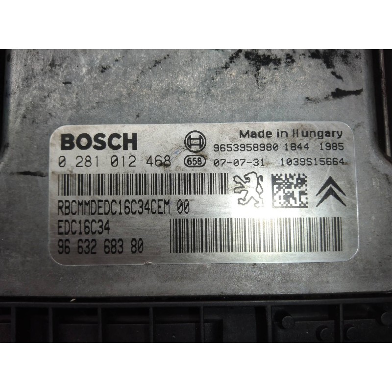 Recambio de centralita motor uce para citroen xsara picasso 1.6 hdi 90 exclusive referencia OEM IAM 0281012468 9663268380 EDC16C