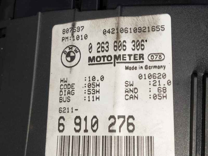 Recambio de cuadro instrumentos para bmw serie 3 berlina (e46) 320d referencia OEM IAM 6910276 0263606306 