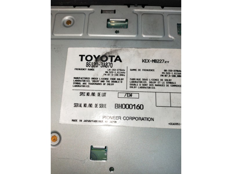 Recambio de sistema audio / radio cd para lexus gs300 (jzs160) básico referencia OEM IAM 861203A870  