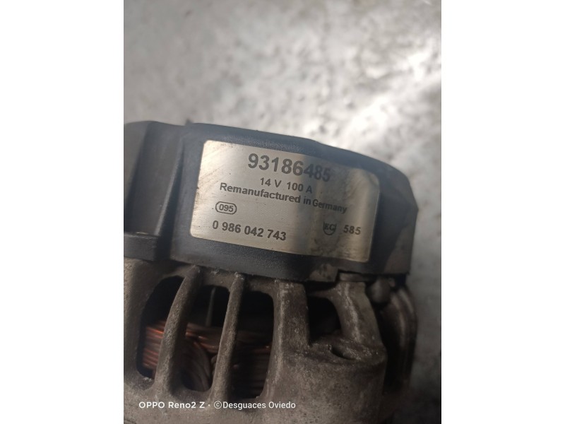 Recambio de alternador para opel zafira a club referencia OEM IAM 0986042743 93186485 100A