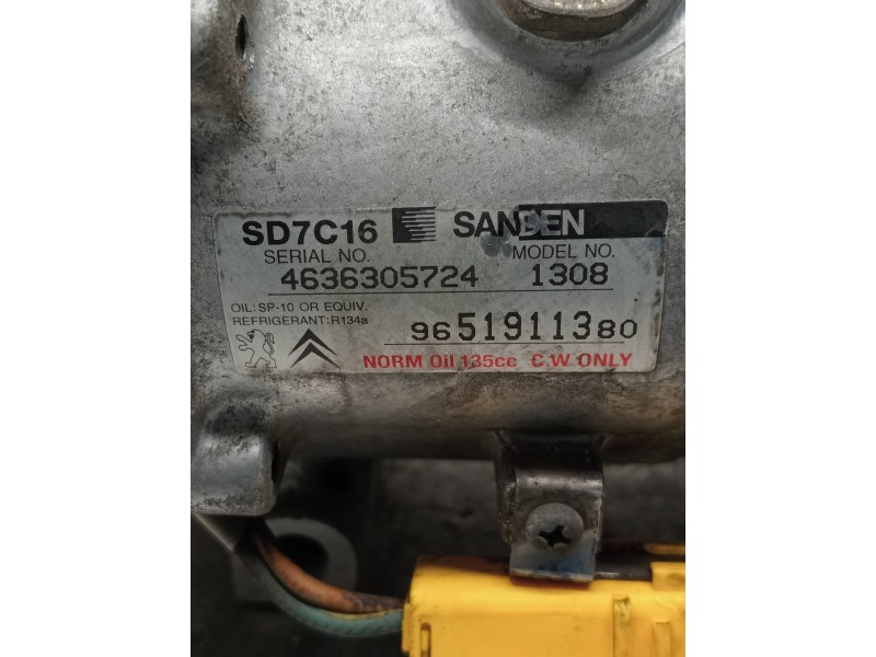 Recambio de compresor aire acondicionado para citroen c4 picasso exclusive referencia OEM IAM SD7C161308 9651911380 