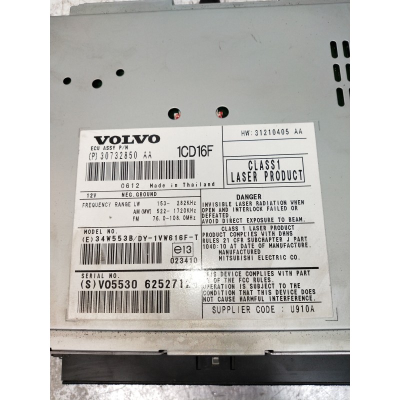Recambio de sistema audio / radio cd para volvo s40 berlina 2.0 d kinetic referencia OEM IAM 30732850AA 31210405AA 