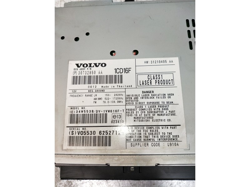 Recambio de sistema audio / radio cd para volvo s40 berlina 2.0 d kinetic referencia OEM IAM 30732850AA 31210405AA 
