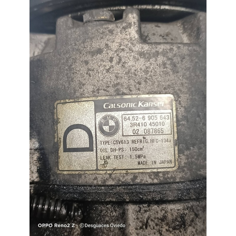 Recambio de compresor aire acondicionado para bmw serie 3 touring (e46) 320d referencia OEM IAM 64526905643 3R41045010 02087865 