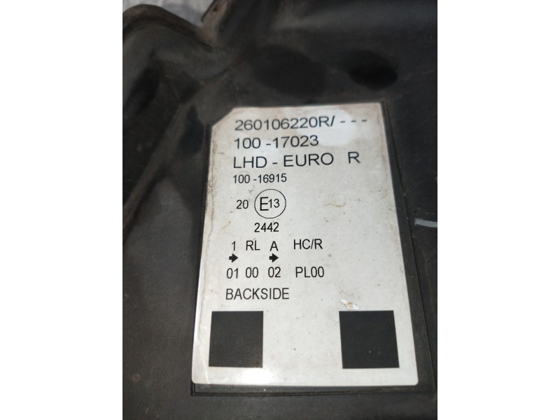 Recambio de faro antiniebla izquierdo para renault kangoo dynamique referencia OEM IAM 260106220R  PATILLA ROTA
