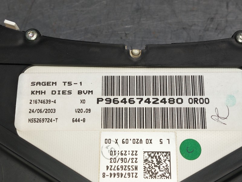 Recambio de cuadro instrumentos para peugeot 307 (s1) xr referencia OEM IAM P9646742480 216746394 