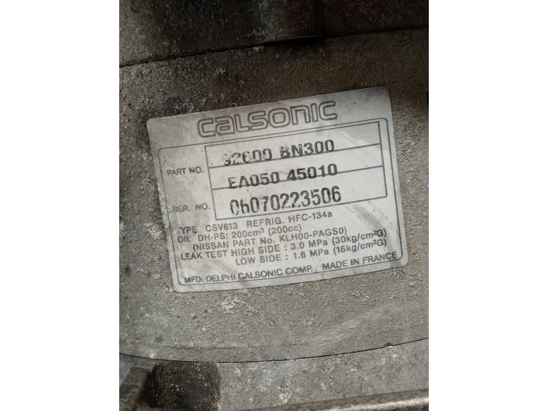 Recambio de compresor aire acondicionado para nissan almera (n16/e) comfort referencia OEM IAM 92600BN300 EA05045010 