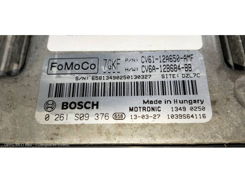 Recambio de centralita motor uce para ford focus lim. (cb8) edition referencia OEM IAM 0261S09376 CV6112A650AMF CV6A12B684BB
