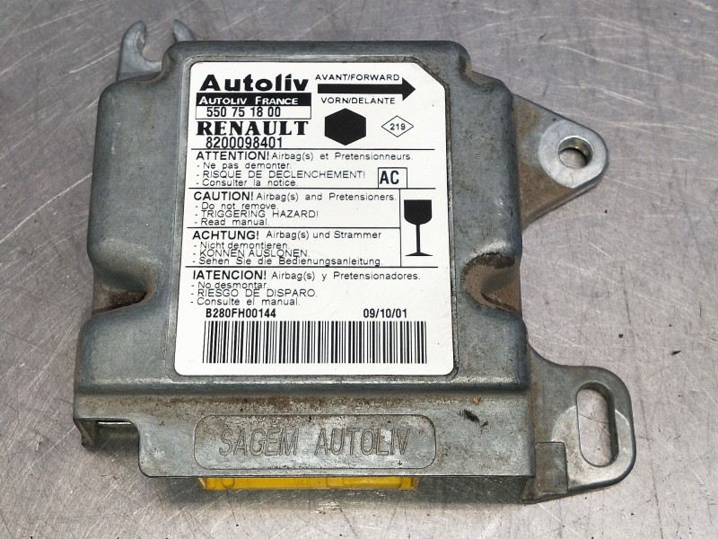 Recambio de centralita airbag para renault kangoo (f/kc0) alize referencia OEM IAM 550751800 8200098401 